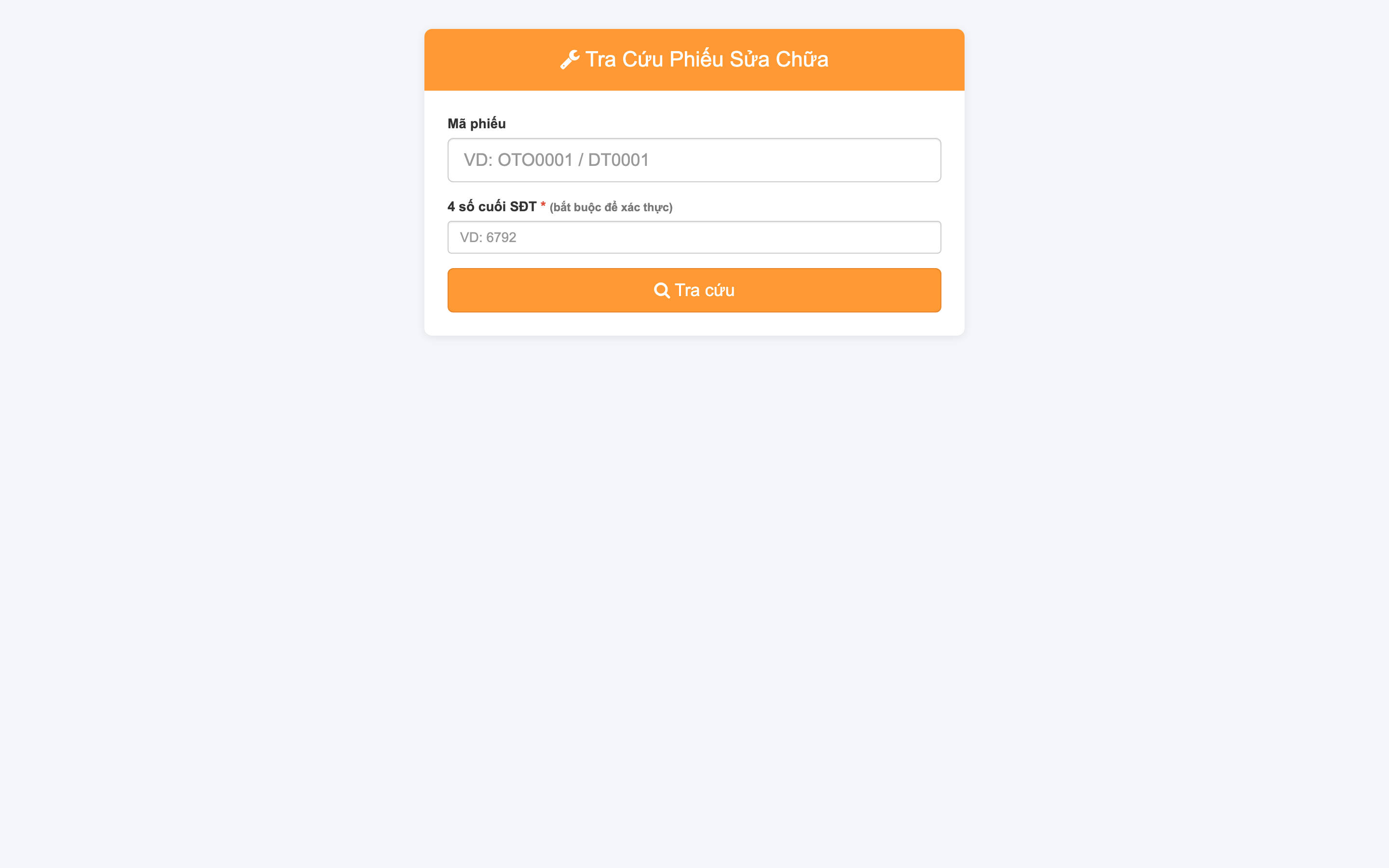 Tra cứu phiếu sửa chữa